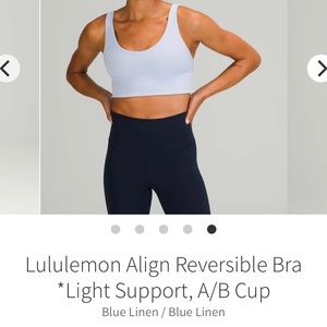 Lululemon Align Bra - Light Support - Blue Linen - Size 4